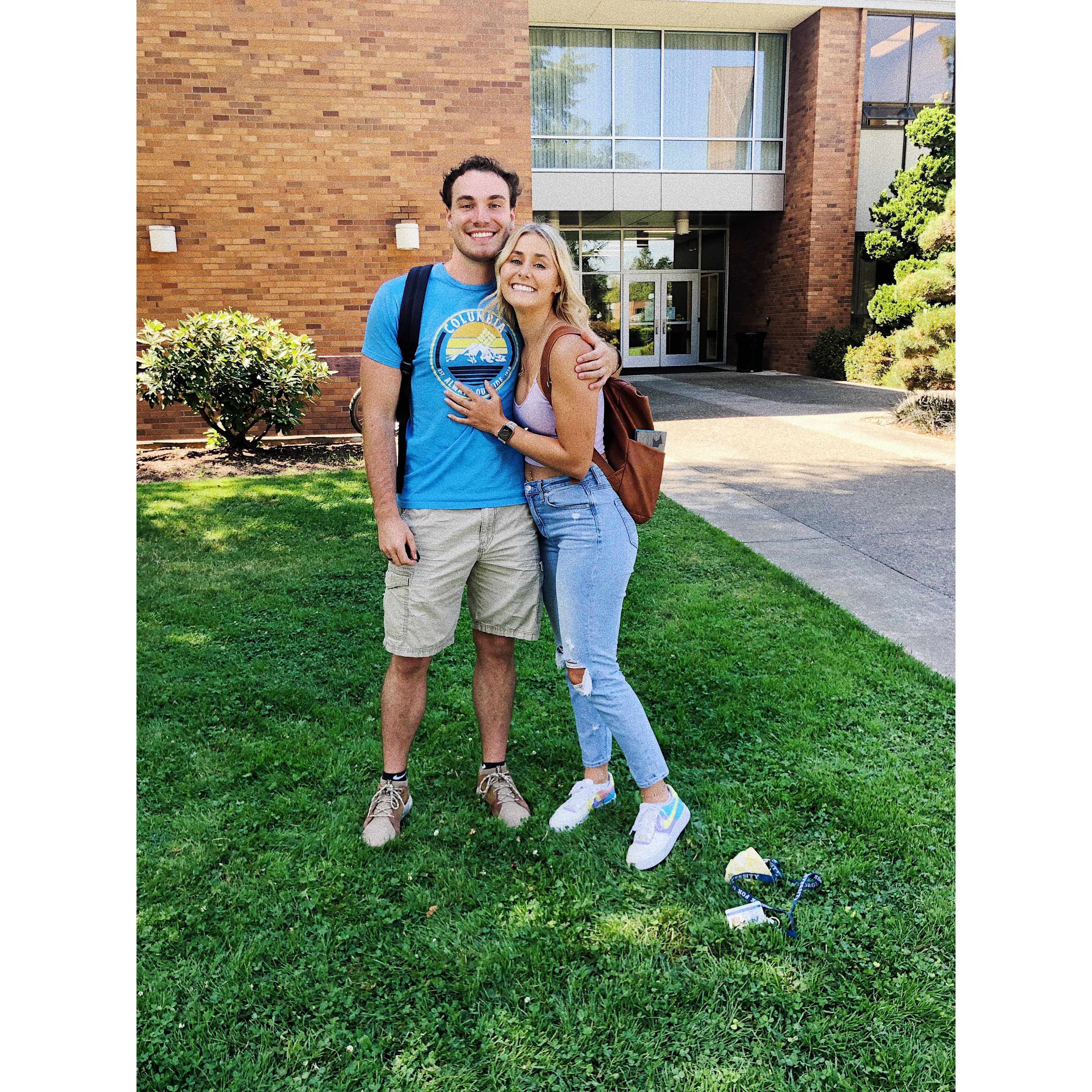 first day of our last year in school together (peep the masks on the ground)