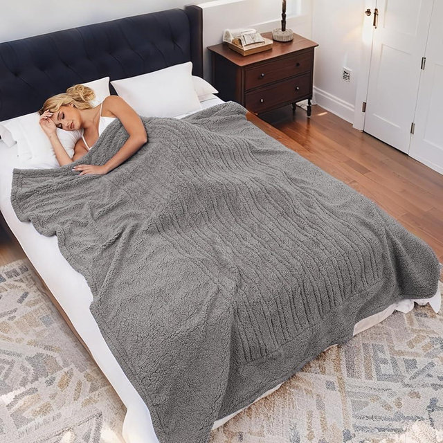 TICOO Heated Blanket Full Size Electric Blanket 72" x 84" with 5 Levels Heating & 10Hs Auto Off, Silky Microplush Flannel & Warm Sherpa Fabric, Machine Washable, Great Christmas Birthday Gifts, Gray