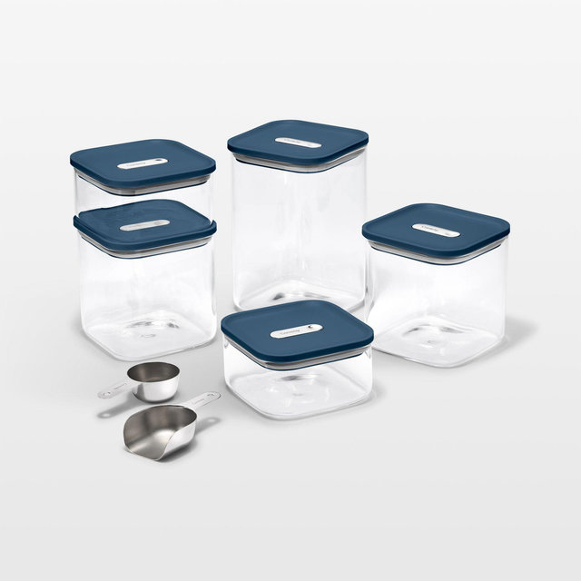 Caraway ® Navy 14-Piece Airtight Glass Food Storage Container Set with Plastic and Silicone Lids
