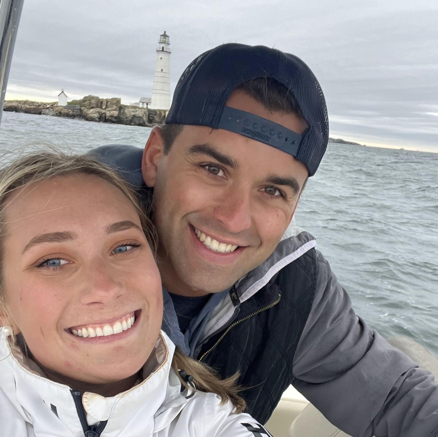 Photo from one of our first dates on Boston Harbor where Casey proved he knew how to boat!