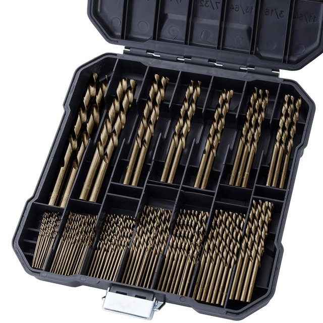 Sinyeenglon Cobalt Drill Bits Set for Hardened Metal and Stainless Steel, 99Pcs M35 High Speed Steel Twist Jobber Drill Bits 1/16"-3/8", with Plastic Index Storage Case
