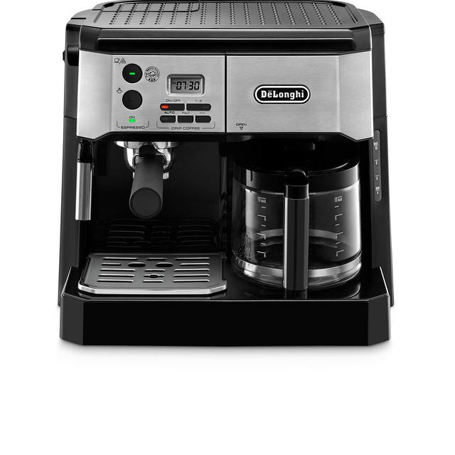 De'Longhi BCO430BM All-in-One Combination Maker Espresso Machine + Advanced Milk Frother for Cappuccino, Latte Macchiato + Glass Coffee Pot 10-Cup