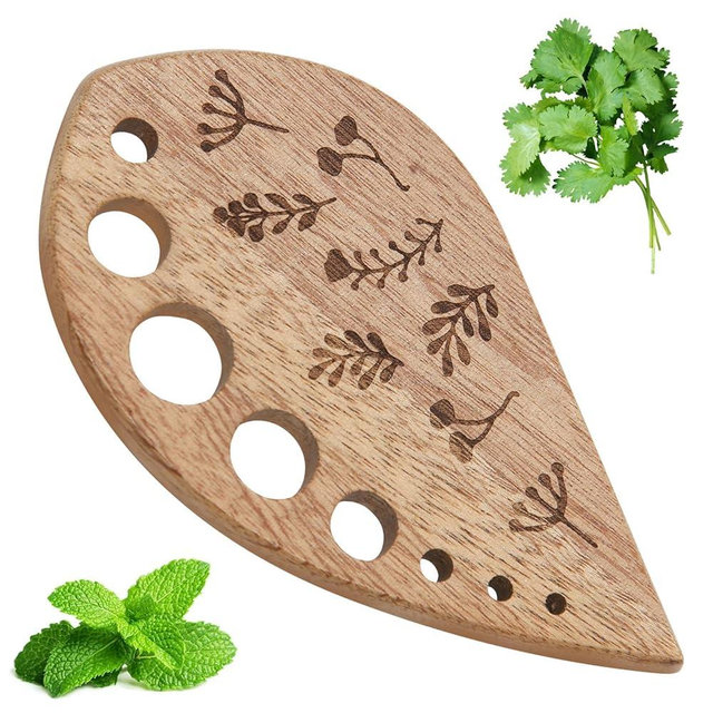 Wooden Leaf-Shaped Vegetable Separator, Pottery Herb Stripper Tool Supplies, Fun Kitchen Gadgets, Exquisite Herb Stripper Bowl Gifts for the Kitchen Suitable for Home Use & Chefs