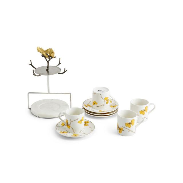 Butterfly Ginkgo 9 Piece Demitasse Cups and Stand Set