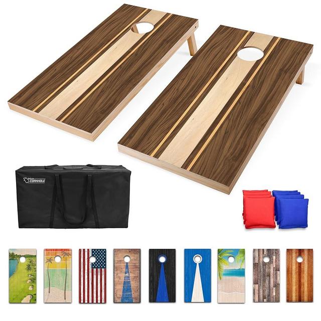 GoSports 4 x 2 ft Regulation Size Wood Cornhole Boards - 10 Vintage Wood Designs (Choose Your Style)