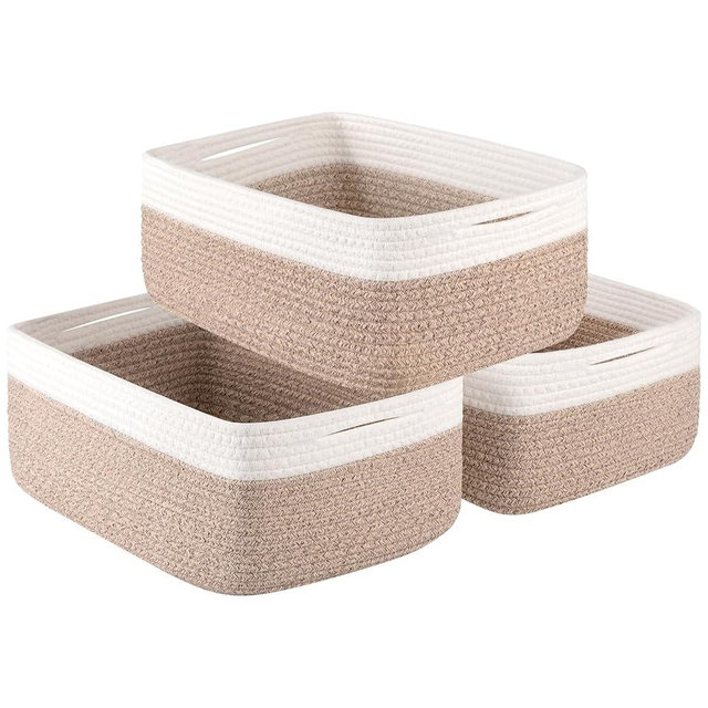 OIASKET Storage Baskets for Organizing 3 Pack, Woven Baskets for Shelves, Closet Organizer Bins Empty Gift Basket Toy Storage for Toys, Books, Towels, Clothes, 15"x11.42"x6.7", Yellow
