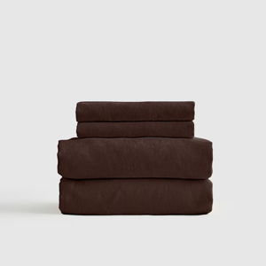 Organic Brushed Cotton Sheet Set - Espresso, Queen