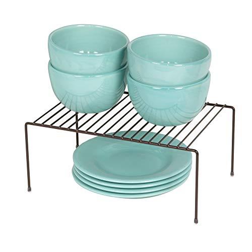 Smart Design Kitchen Storage Shelf Rack w/Plastic Feet - Steel Metal - Rust Resistant Finish - Cups, Dishes, Cabinet & Pantry Organization - Kitchen (13.25 x 6 Inch) (Medium) [Bronze]