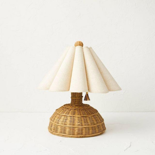 Small Rattan Table Lamp with Scallop Shade Beige (Includes LED Light Bulb) - Opalhouse™ designed with Jungalow™