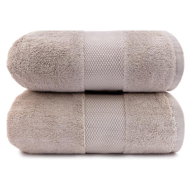 Maisonette Elegance 100% Organic Cotton Turkish Bath Towels, Soft & Absorbent, Ideal Quick Dry Large Bathroom Towel Set for Shower (30" x 58", 2 Pack) - Light Brown (Dune)