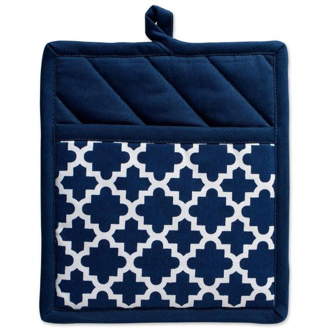 2pk Cotton Lattice Potholder Set Blue - Design Imports