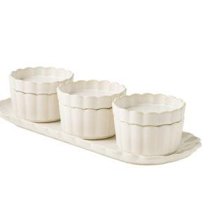 The Pioneer Woman Colette 7-Piece Stoneware Bowls with Lids & Tray, Cream