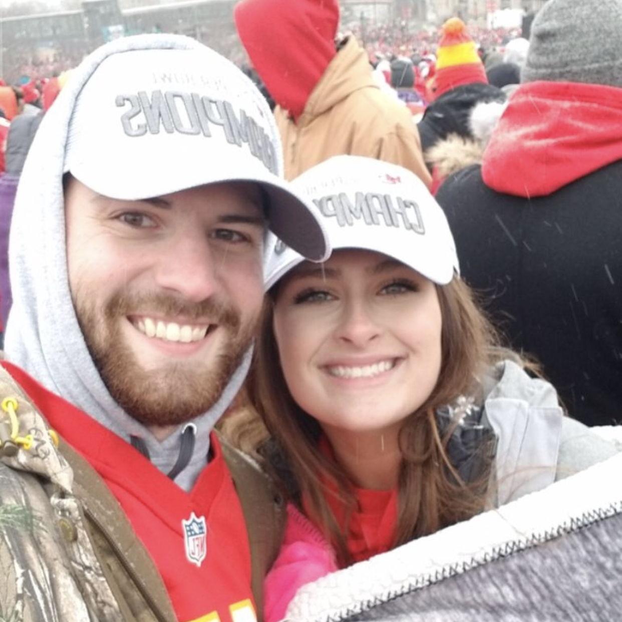 Our first photo together! At the 2020 Super Bowl parade.
