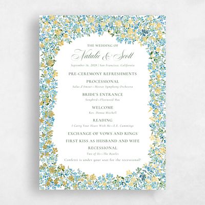 Blue Wedding Program - Lunette Foil