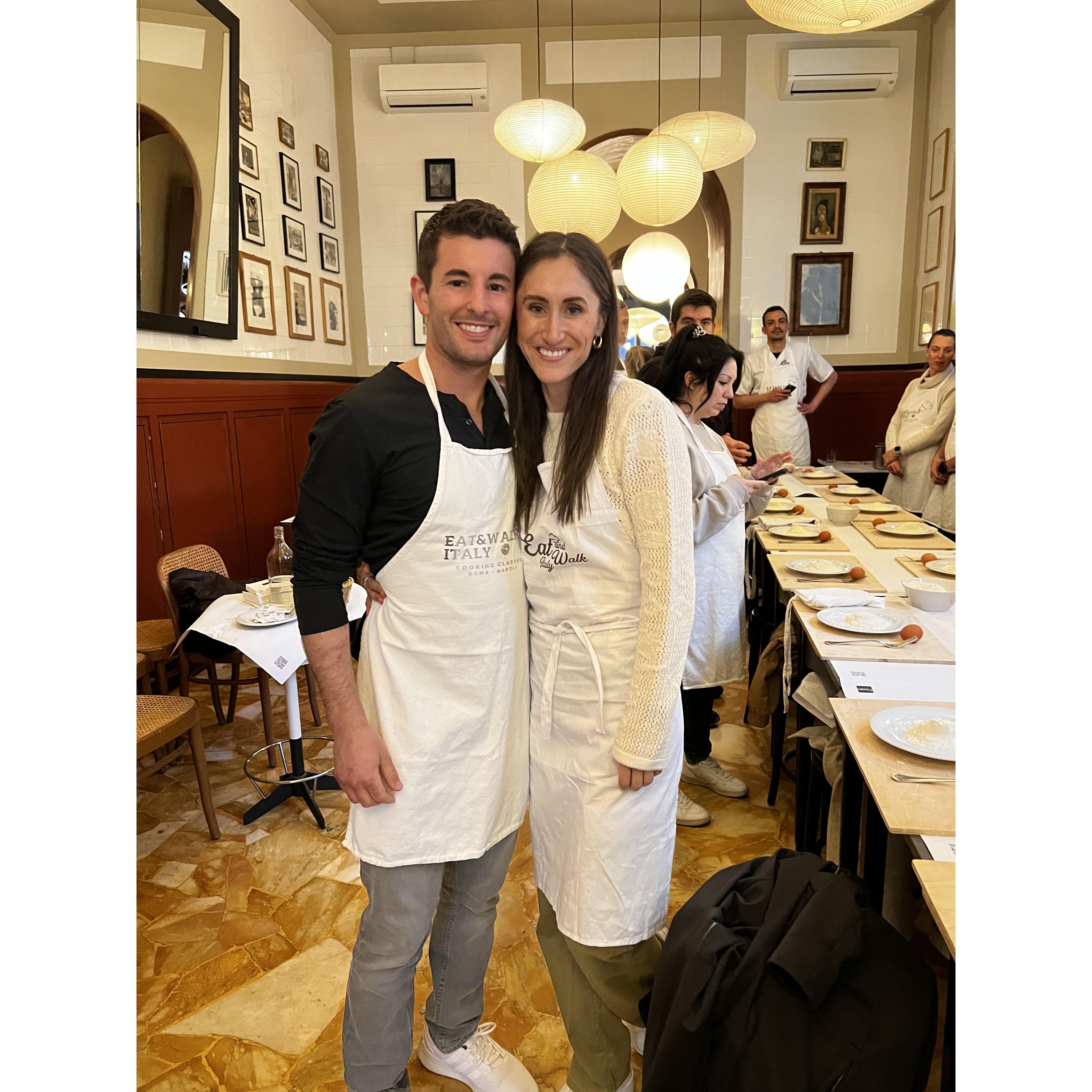 Cooking class in Rome after his marathon