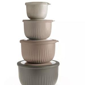 Art & Cook 8-Pc. Round Nesting Bowl Set with Lids Taupe- Macy's