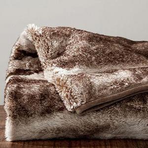 Faux Fur Oversized Throw - Caramel Ombre