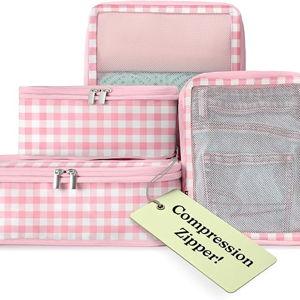 VANDEL Space-Saving Compression Packing Cubes for Kids + Women, Compressible Carry On Suit Case Organizer Luggage Kids Packing Cubes for Baby Bag Organizer Pouches for Luggage, Treavel Suitcase Cube
