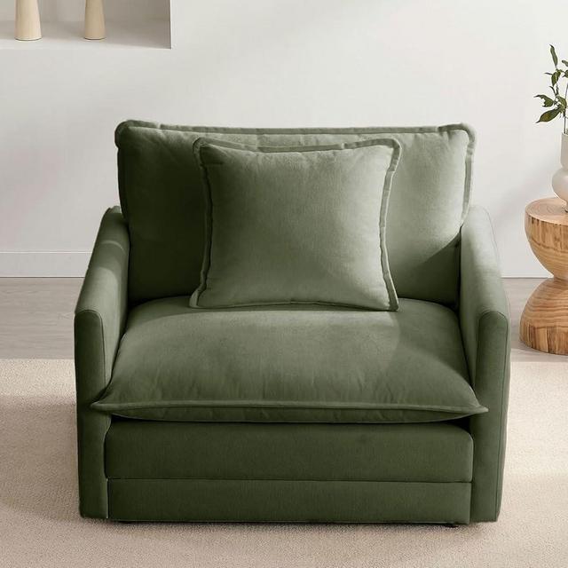 Mixcous Chenille Oversized Accent Chair - 39”W Big Comfy Reading Chair, Modular Cloud Chair, Cozy Armchair for Living Room, Bedroom, Kids Room, Family Room, Reading Nook, Sage Green