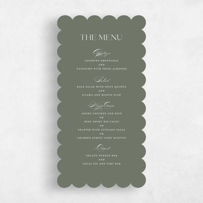 Green Scalloped Wedding Menu - Hilltone