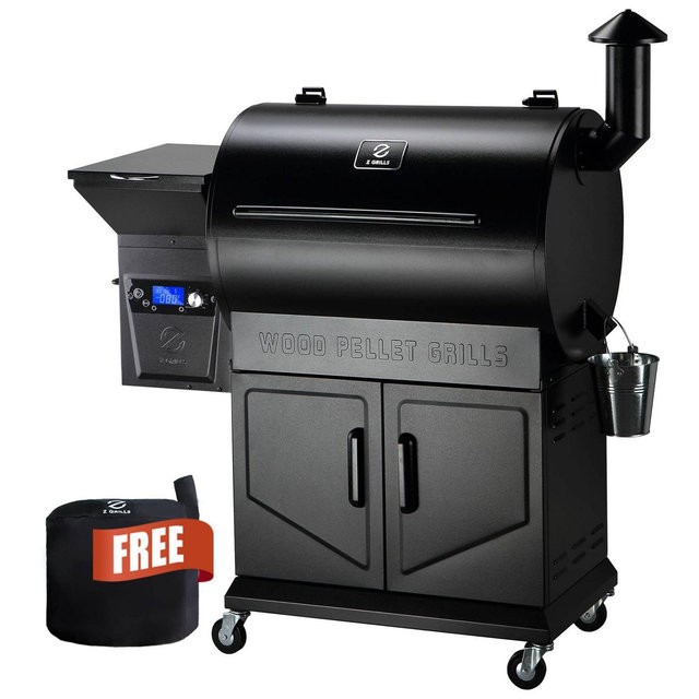 ZPG-700D7 Wood Pellet Grill BBQ Smoker Digital Control with Cover Black - Z Grills