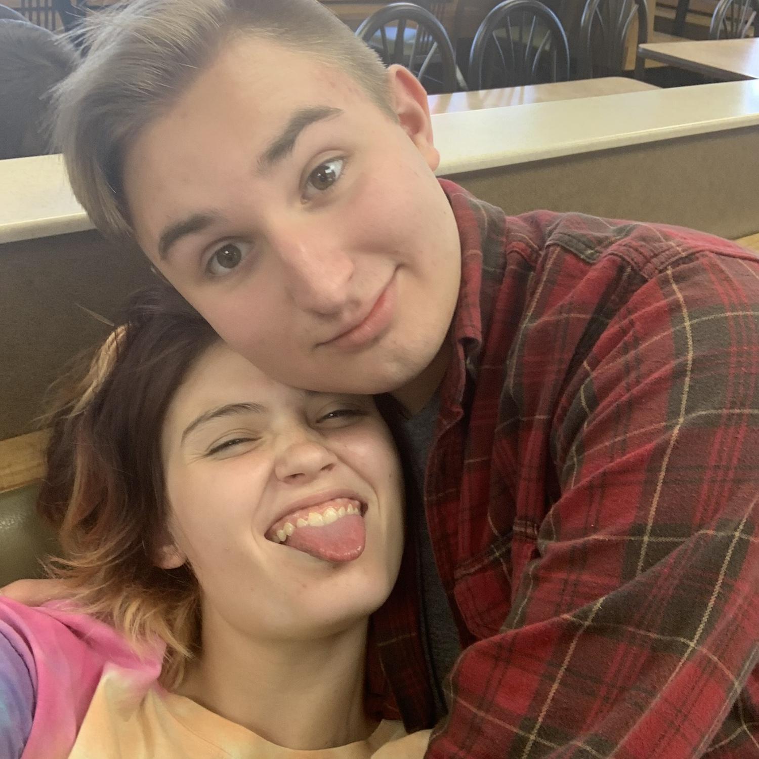 Also in high school, hanging out before work.