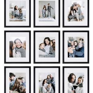 Sheffield Home 9 Piece Gallery Wall Frame Set, 11x14 in. matted to 8x10 in. (Matte Black)