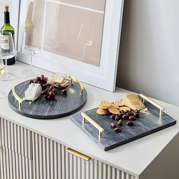 Brass & Black Marble Cheese Board Rectangular