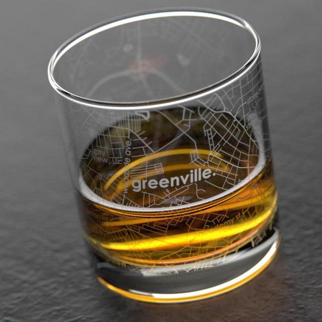 Greenville, SC Map Rocks Whiskey Glass