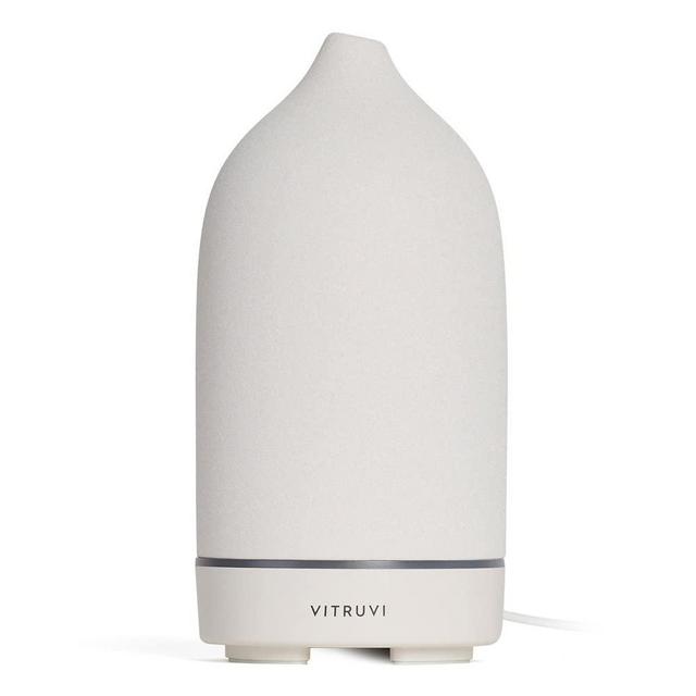 Vitruvi Stone Diffuser, Ceramic Ultrasonic Essential Oil Diffuser for Aromatherapy, White, 90ml Capacity