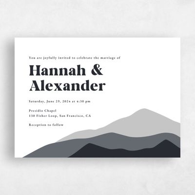 Black Landscape Wedding Invitation - Langdon Landscape