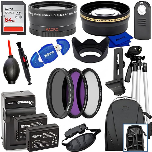 Ultimaxx 58MM Accessory Kit for Canon EOS Rebel T7, T6, T5, T3, T100, 4000D, 3000D, 2000D, 1500D, 1300D, 1200D 1100D, and More; Includes: 2X LP-E10 Batteries, Filter Kits, Backpack & More
