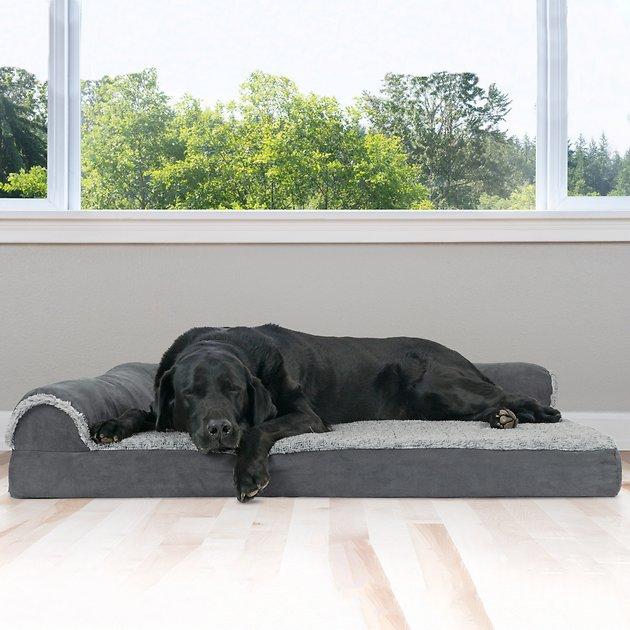 FURHAVEN Two-Tone Deluxe Chaise Orthopedic Dog Bed w/Removable Cover, Stone Gray, Jumbo - Chewy.com