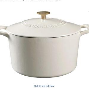 MARTHA STEWART Gatwick 7-Quart Enamel Cast Iron Dutch Oven – Martha Blue – Heavy-Duty Dutch Oven for Slow Cooking, Braising & Baking