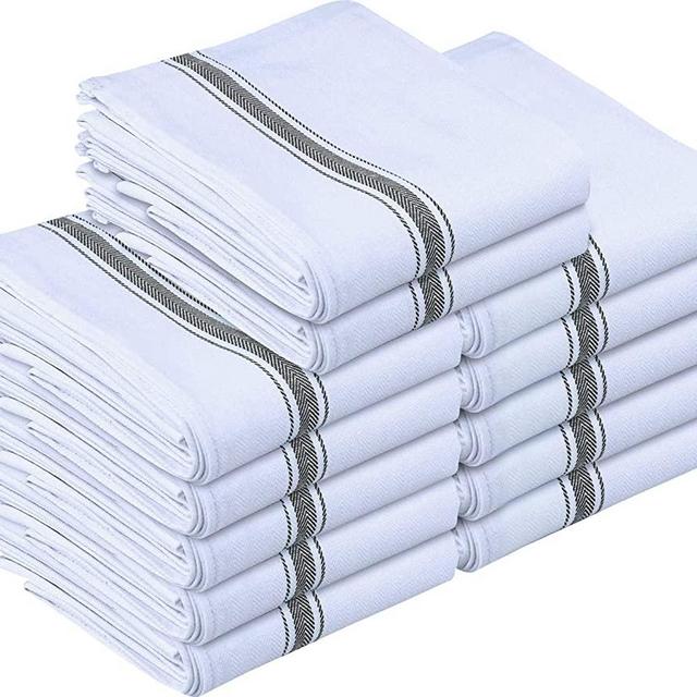 Utopia Towels 12 Pack Dish Towels, 15 x 25 Inches Cotton Dish Cloths, Grey