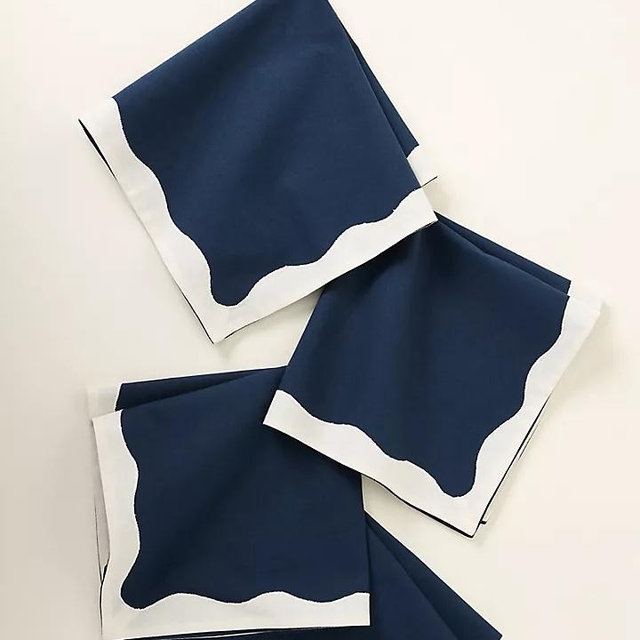 Ruby Scallop-Border Napkins, Set of 4