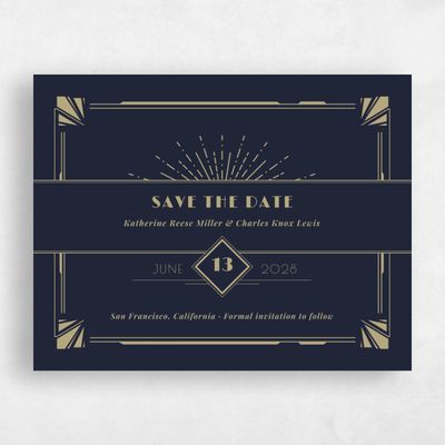 Navy, Blue Wedding Save the Date - Baker Landscape