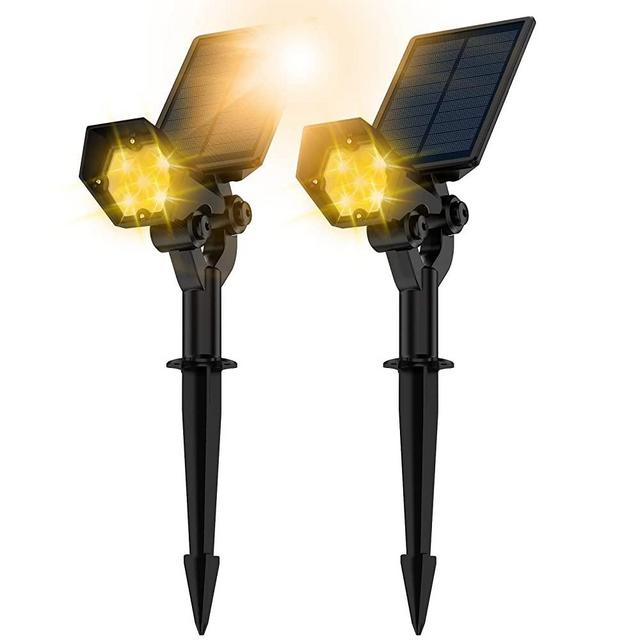 VOSONX Solar Spot Lights Outdoor-3 Lighting Modes, IP67 Waterproof Solar Landscape Spotlights, 2-in-1 Wireless Outdoor Landscaping Lights for Yard Porch Pool Walkway Patio Warm White Adjustable 2 Pack