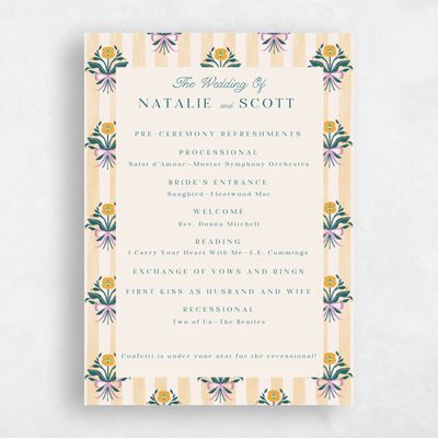 Pale Yellow Wedding Program - Clematide