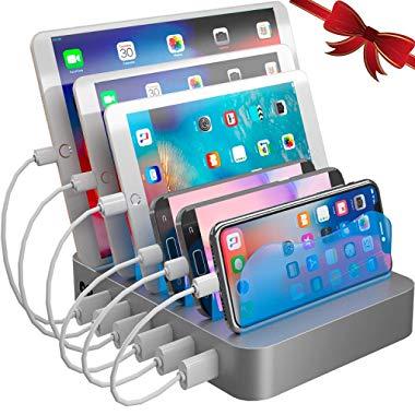 Hercules Tuff Charging Station Organizer for Multiple Devices - 6 Short Mixed Cables Included for Cell Phones, Smart Phones, Tablets, and Other Electronics…