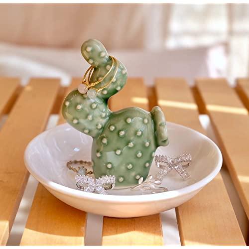 PUDDING CABIN Cactus Ring Holder Dish for Jewelry, Trinket Dish Rings Earrings Organizer for Women Gift Birthday Wedding Festival Gifts for Mom, Women,Aunt, Friends, Girlfriend