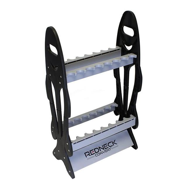 Redneck Convent Fishing Pole Vertical Floor Display Rack, 32in x 17.5in x 8in – Standing Storage Organizer for 16 Rods and Reels