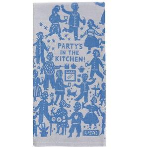 Blue Q Party's in The Kitchen Woven Jacquard Dish Towel - Funny Kitchen Towels, 100% Cotton, Durable, Soft & Super Absorbent, Machine Washable & Fade-Resistant, Functional Gift Ideas, Size 28" x 21"