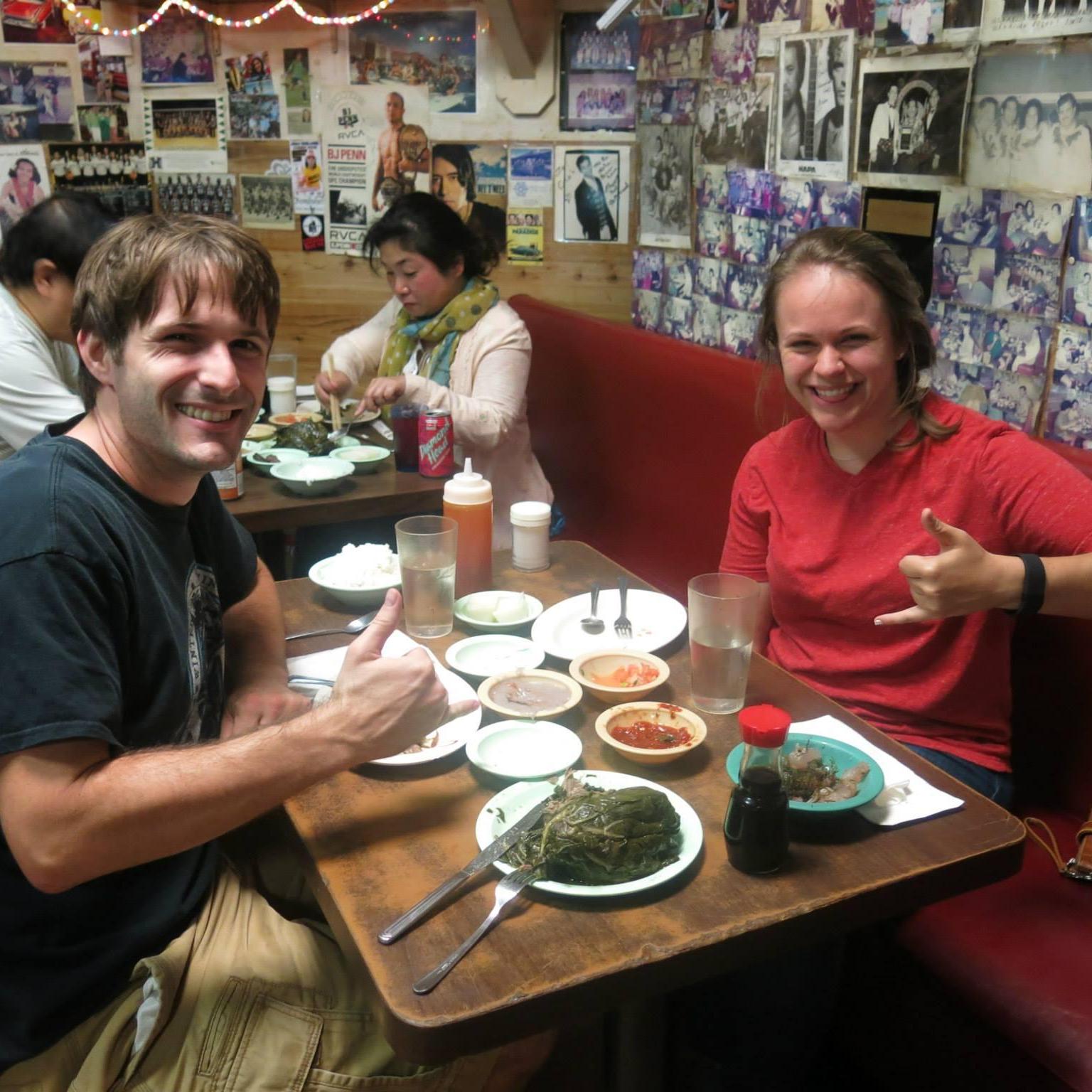 A homey dinner in Hawaii, where we learned to hang loose.