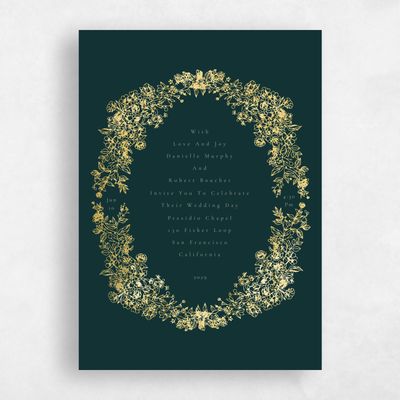 Dark Emerald, Green Wedding Invitation - Sawyer Classic Foil