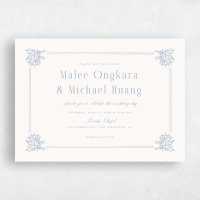 Denim Blue Wedding Invitation - Anthea Landscape