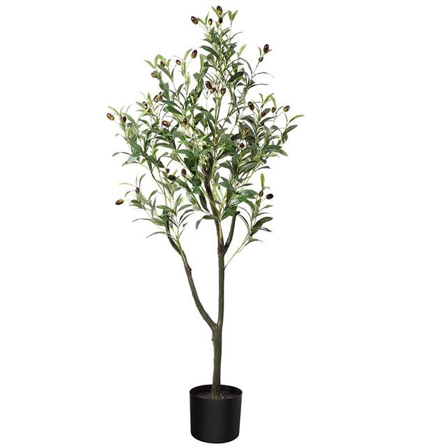 CROSOFMI Artificial Olive Tree Plant 4 Feet Fake Topiary Silk Tree, Perfect Faux Plants in Pot for Indoor Outdoor House Home Office Garden Modern Decoration Housewarming,1Pack