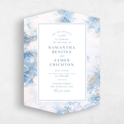 Blue Diamond Wedding Invitation - Carrara Portrait