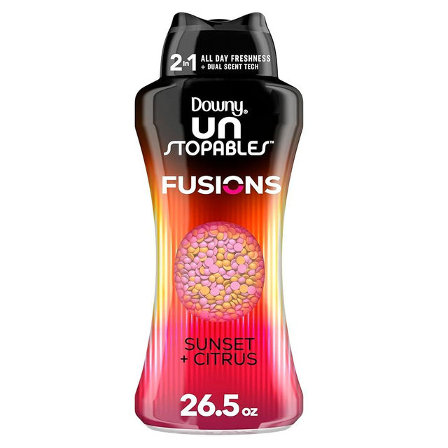 Downy Unstopables Fusions Scent Duos Laundry Scent Booster Beads, Sunset and Citrus Scent, 26.5 OZ, 24hr non-stop freshness with 2 in 1 dual scent laundry scent beads