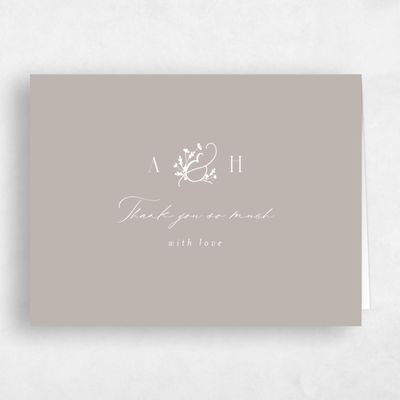 Greige, Brown Wedding Thank You - Olmo Landscape